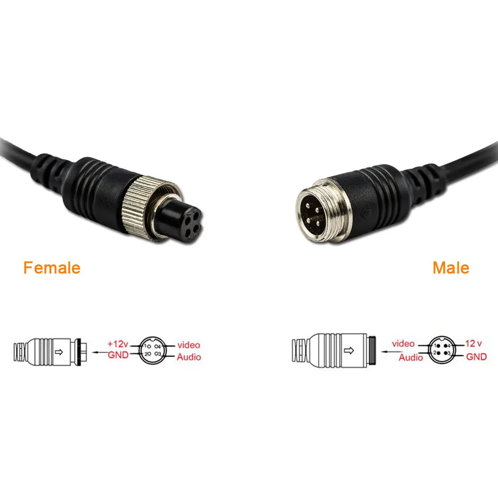 65ft 4pin Aviation Waterproof Car Video Extension Cable For Rear View