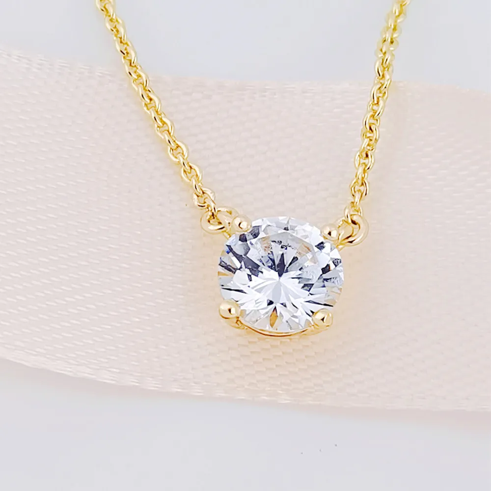 

YN10066 New Fashion Simple Design Fancy Copper Necklace Shining Clear Cubic Zirconia Gold Plated Chain Necklace Girls Ladies, Gold color