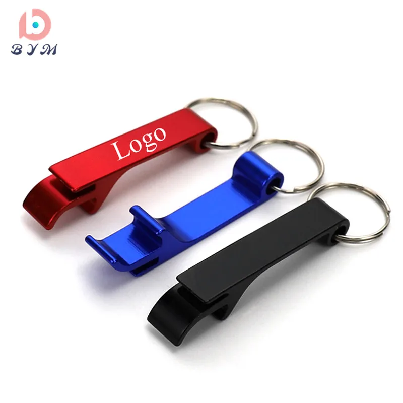 

Creative can opener promotional gift custom logo Aluminum keychain beer bottle opener, 8 colors and customized