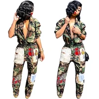 

SN3454 latest fashion camouflage patchwork army jumpsuit women SN3454