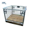 Mesh Box Wire Cage Metal Bin Storage Container With Wooden Pallet