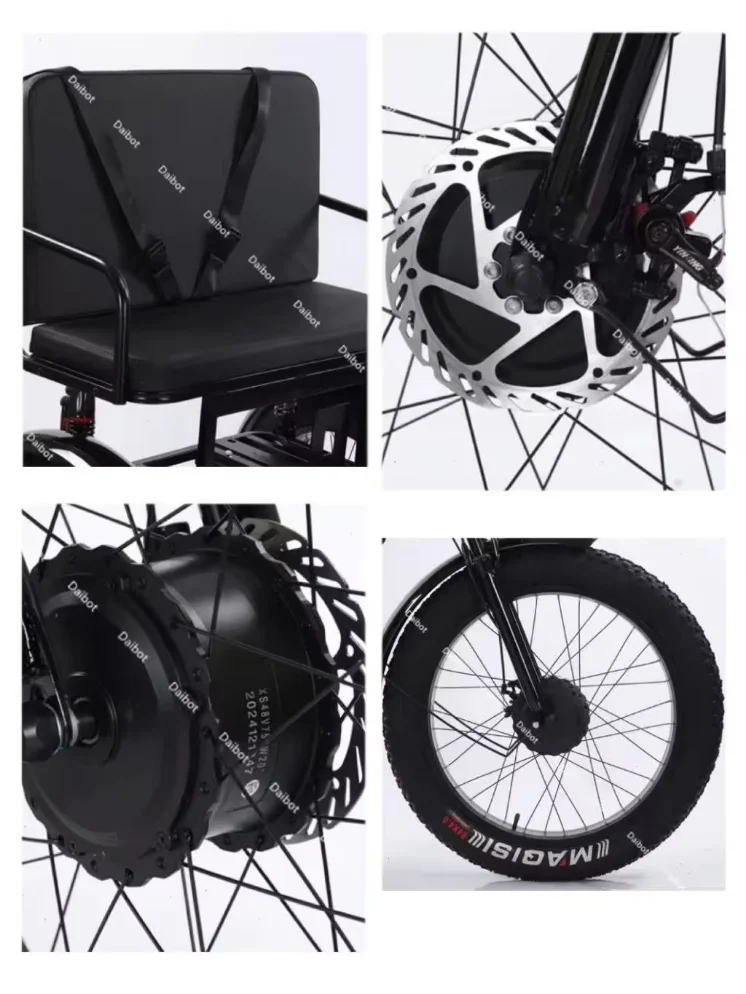 3 Passenger Family Electric Tricycle with LCD Display 7-Speed Removable Lithium Battery Safe Daily Ride for Adults