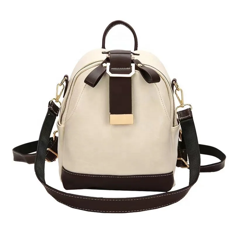 

Fashion high quality pu new student backpack casual wild large capacity magnetic buckle soft leather lady backpack 2021, White, black, khaki, brown