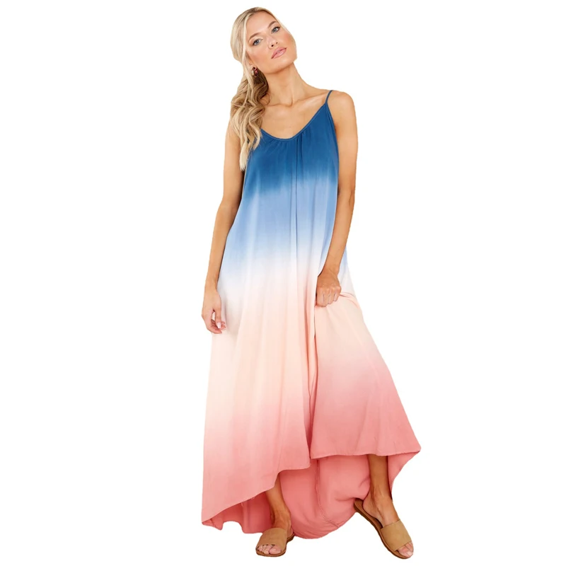 

Wholesale Small MOQ Boho Slip Maxi Dress Summer Tie Dye Sexy Maxi Dress Women, Customized color