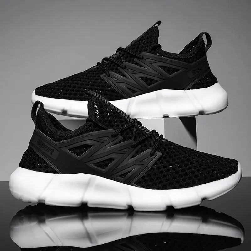 

Female Flat Casual Shoes Fly Knit Vamp Low Price Walking Men Sneakers Meshed Shoe European Style Knitted Mesh Sports