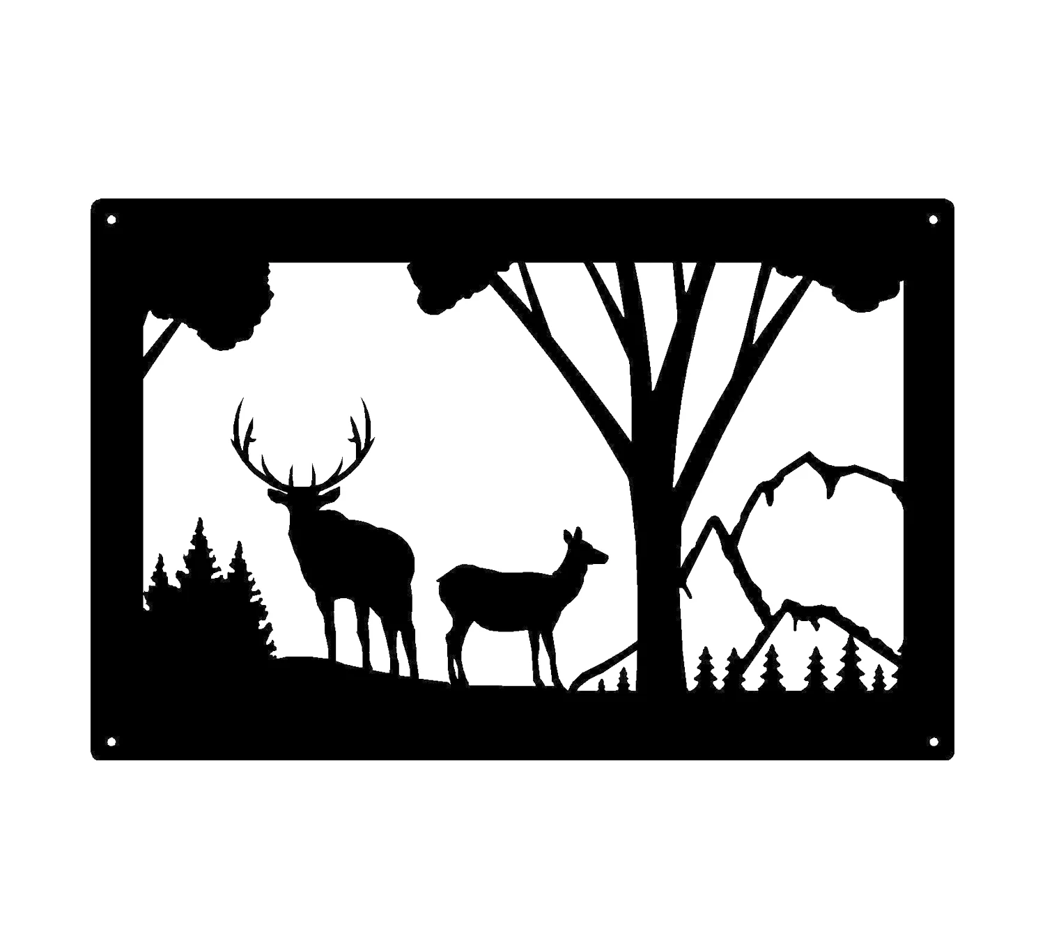 

Elk Overlook Size 14 inch wall decoration metal iron, Black