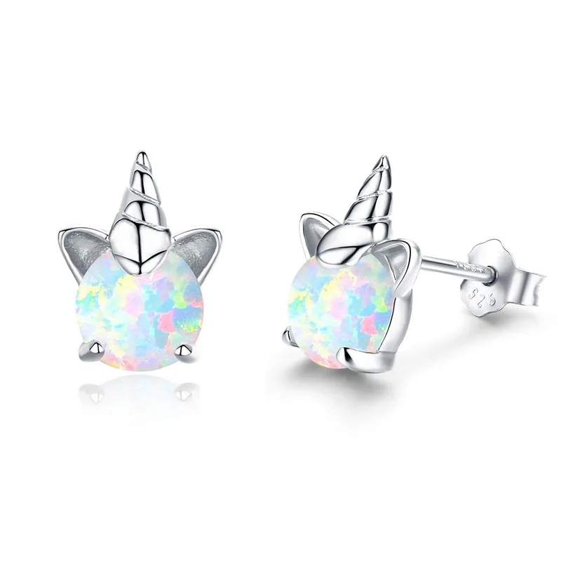 

Stud Hypoallergenic Christmas Life Is Beautiful Silver 925 Cute Earrings Earings Girls Unicorn Earring, Pics show