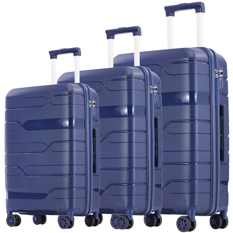 

RS1936 Manufacturer oem pp luggage sets 4 wheels trolley bag carry on boarding plastic waterproof old suitcase, Customized color