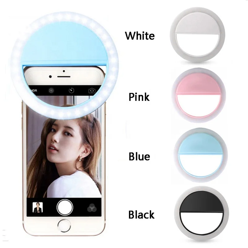 

Customized Logo 28 LED Cell Phone Selfie Ring Light, USB Rechargeable 150mAh 3-Level Brightness Clip On Fill Lamp