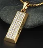 Fashion new enragved 14 18 24 KT Gold bargold brick Bullion shield Men's Necklace chain Stainless Steel pendant charms jewelry