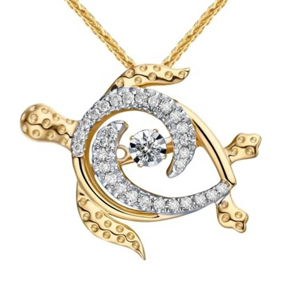 

925 Sterling Silver Womens Cubic Zirconia Jewelry Dancing Diamond Turtle Pendant