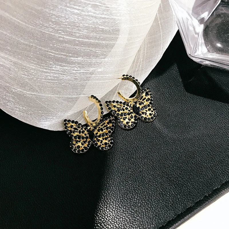 

rhinestone metal butterfly dangle stud stylish earrings 2021 unique