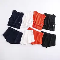 

Ribbed knit vest sports yoga running legging gym set short