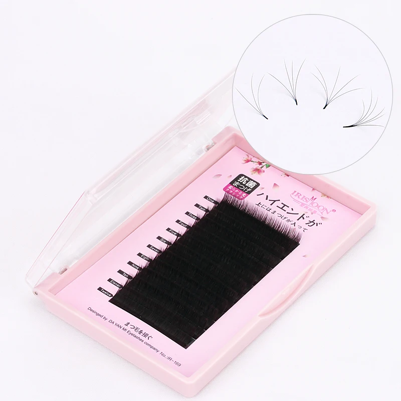 

IRISMOON 0.03mm Self Easy Fanning Eyelash Extensions Private Label Wholesale Synthetic Hair Faux Mink Fast Fan Volume Lashes, Natural black