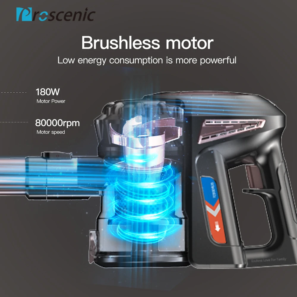 
Proscenic P8 Plus Cordless Stick Vacuum Lightweight Cordless Vacuum Cleaner Battery Rechargeable Two Speeds Suction Power 