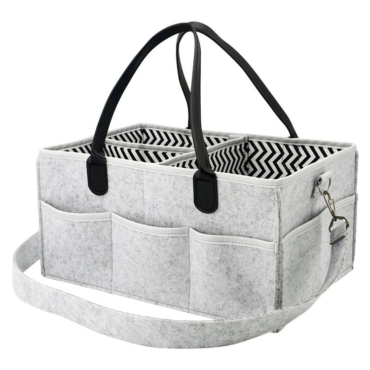 

Wholesale Large Capacity Nursery Storage Bag Felt Diaper Caddy organizer, Gray or customized