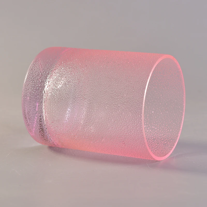 Wholesales Pink Rain Drop Glass Candle Jars Thick Footed Home Decoration