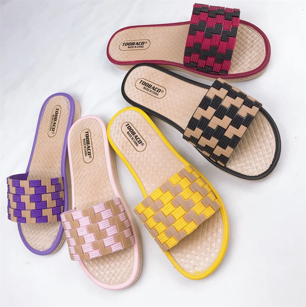 

Colorful women summer pvc shoes flat fancy ladies beach slipper