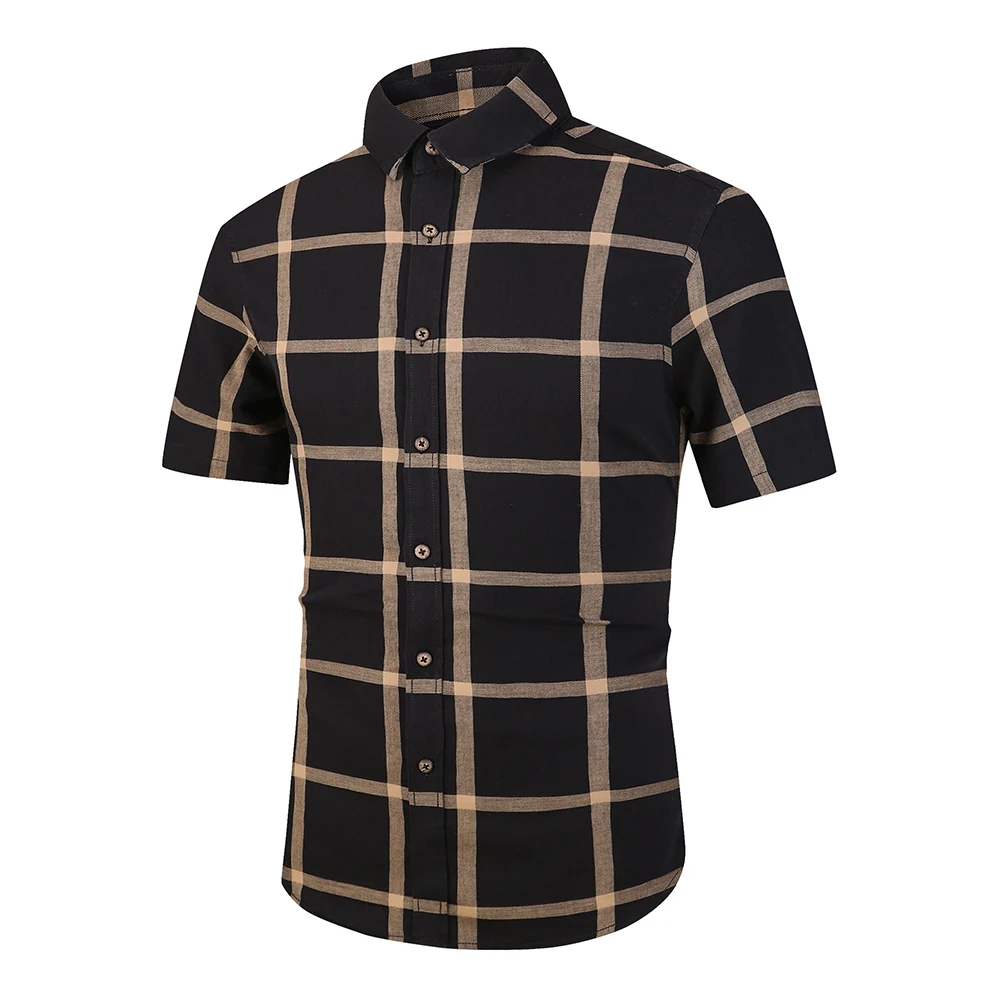 

Custom good quality washed men's formal designs checks short dress shirt, Customized