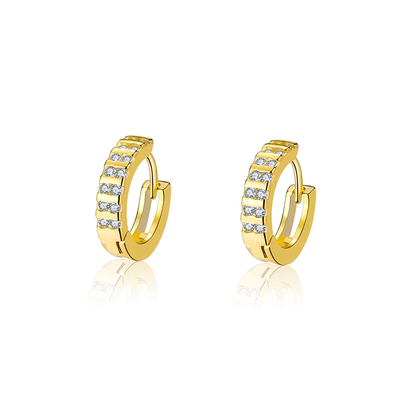 

2021 Women's Earrings Fashion Gold Plated Small Circle Earrings Zircon Copper Jewelry, Gold color