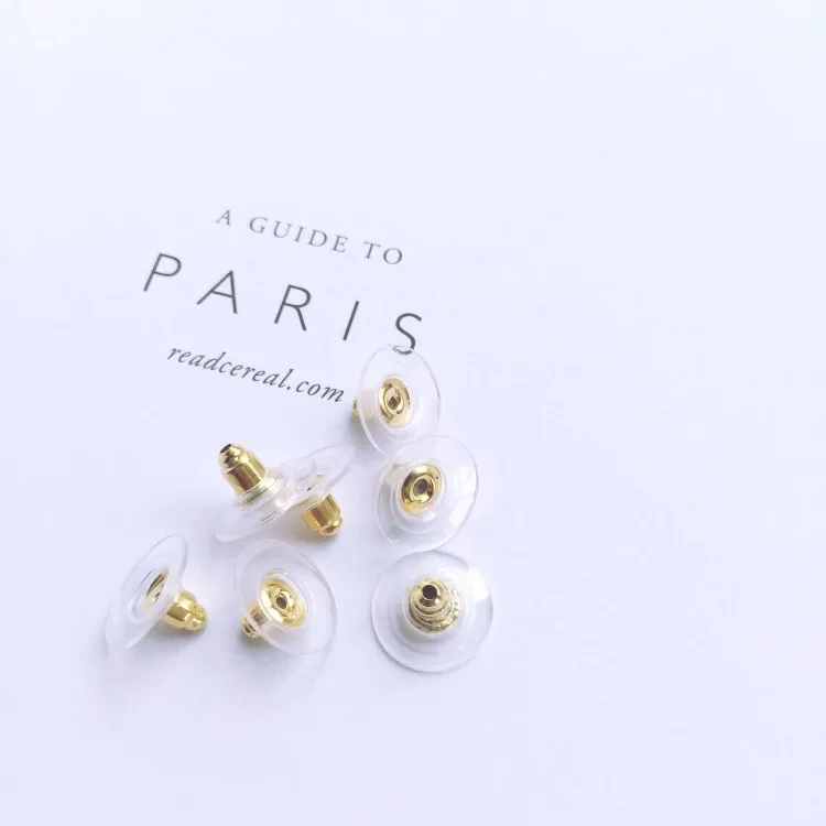 

2021 fashion 100pcs/bag disc bullet metal safety plastic back earring
