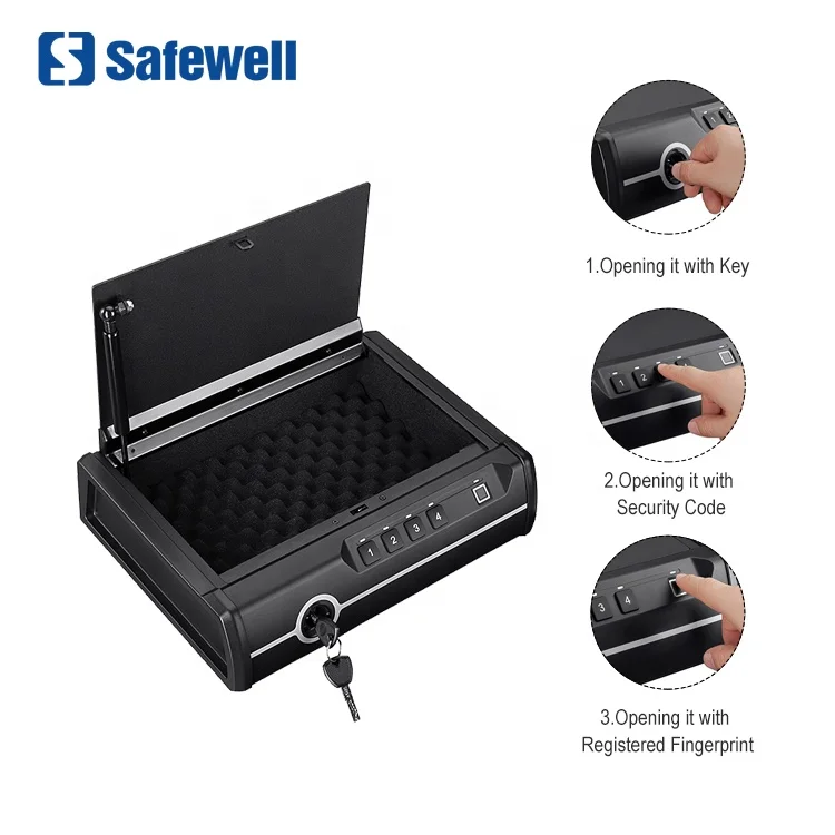 
Hand gun safe Safewell P2EF hand gun portable key electronic safe fingerprint hand gun safe Box 