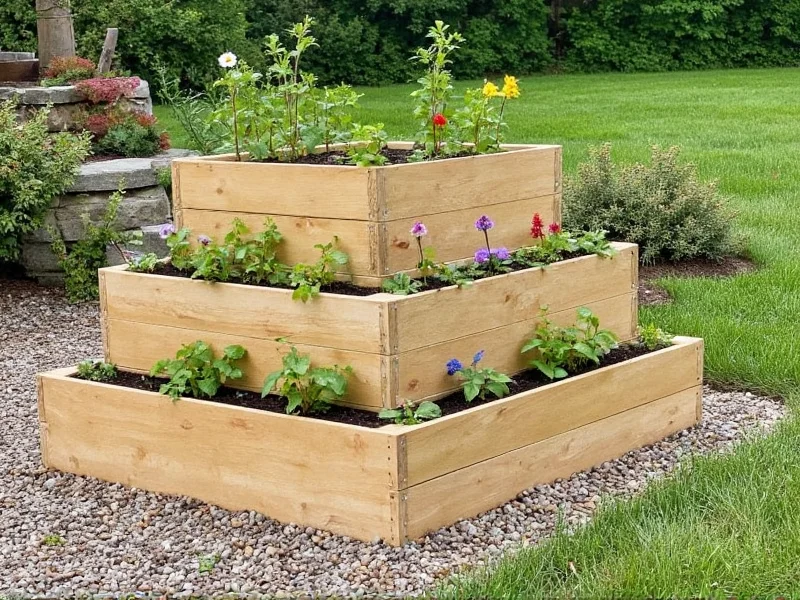 Custom tiered DIY planter box with herbs