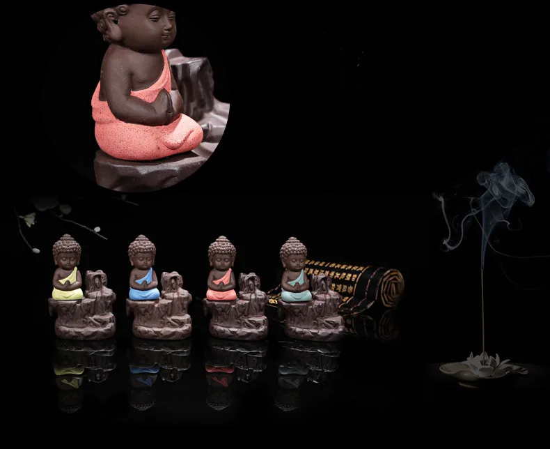 Worldwide Free Shipping The Little Monk Censer Creative Home Decorative Small Buddha Incense Holder Backflow Incense Burner