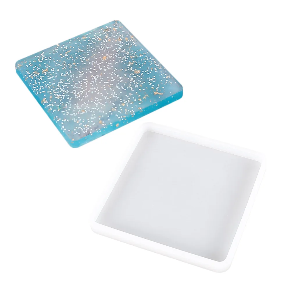 

Crystal pressure clay table setting Epoxy silicone mold square mirror jewelry coaster Epoxy mold, Blue