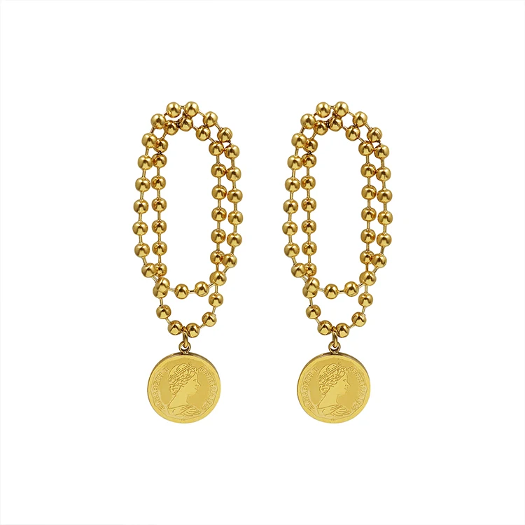 

Ohrring Wholesale fashion vintage 18k gold plated tassel titanium earrings for women, Picture shows