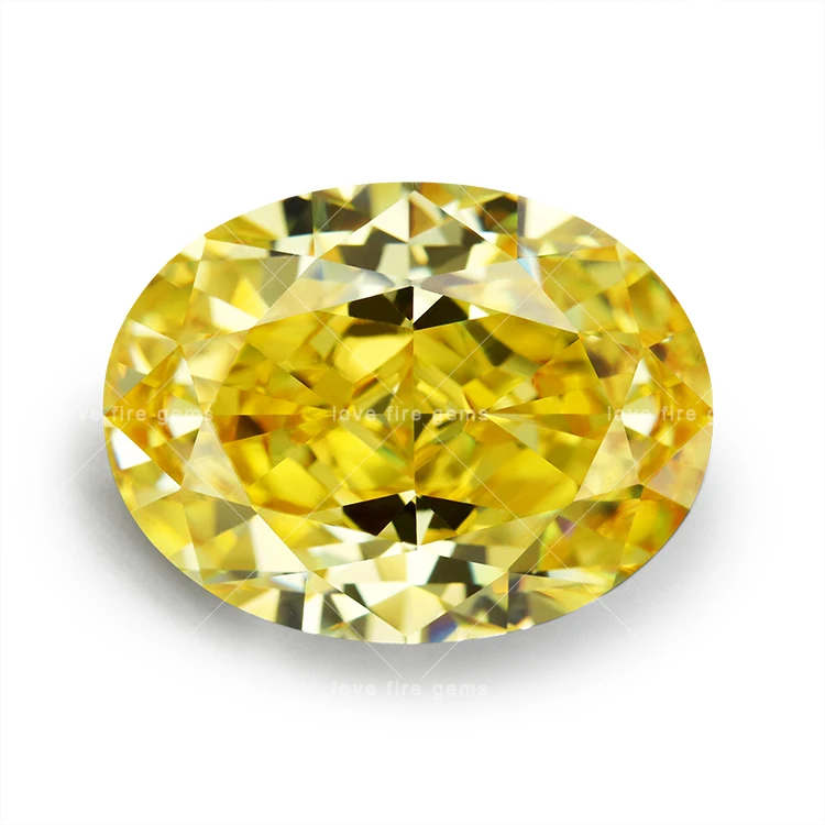 

In stock wholesale price 4K Crushed ice cut cubic zirconia USA yellow oval shape loose synthetic cz