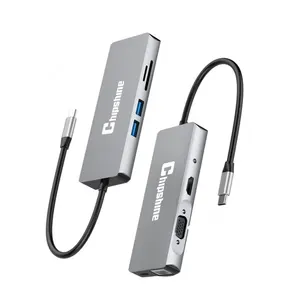 USB C Hub Ethernet 4K HDMI VGA & Card Reader