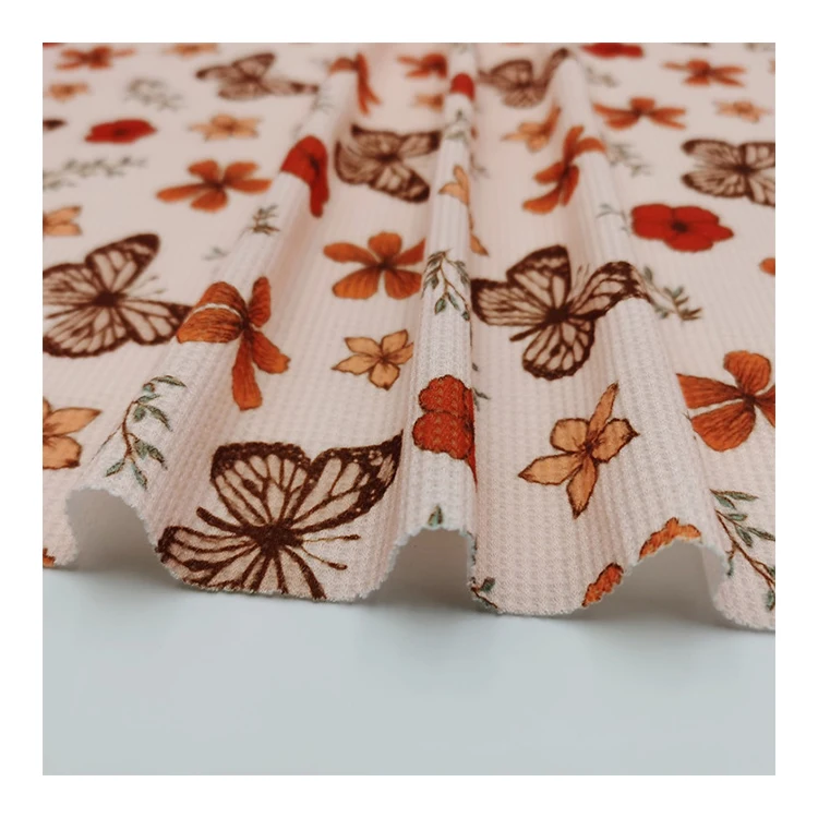 

Wholesale Popular And Fashion knitted waffle fabric Cotton Material Waffle Digital Printed Fabric