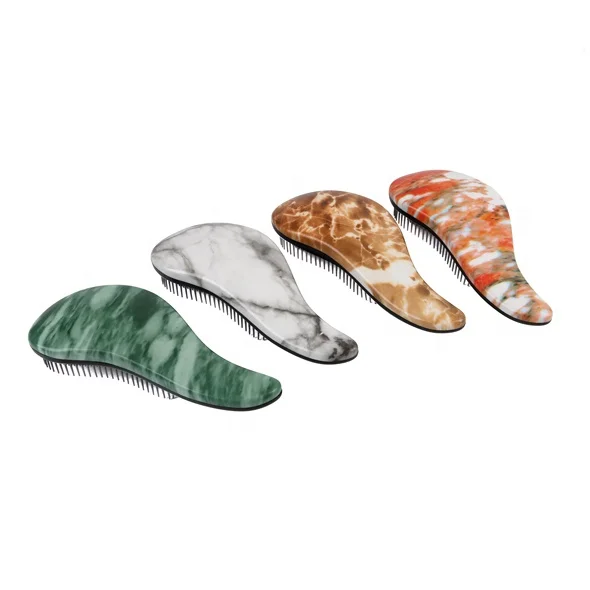

BEAU FLY Factory Custom White Marble Pattern Professional Tangle Free Detangling Hair Brush