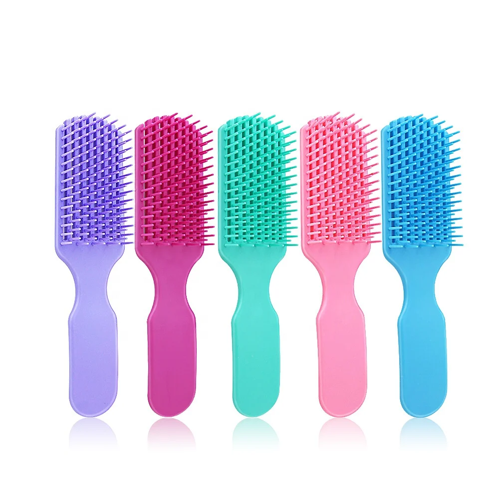 

Low MOQ Custom Logo Nine-Claw 9 Row Comb Vent hairbrush Massage Hairstyling Detangling Hair Brush For Women, Green,blue,pink,purple,rose red