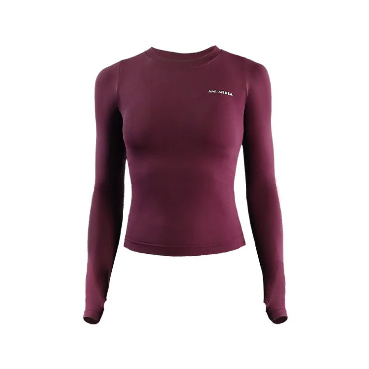 

Women's fitness wear long-sleeved sports top running quick-drying t-shirt tight yoga wear, Black blue red etc.