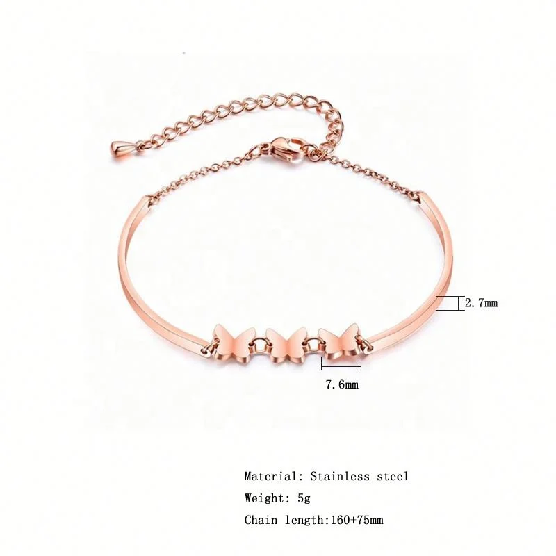 

Best Sale Fashion Stainless Steel Butterfly Charm Bracelet For Women, Sliver,rose gold