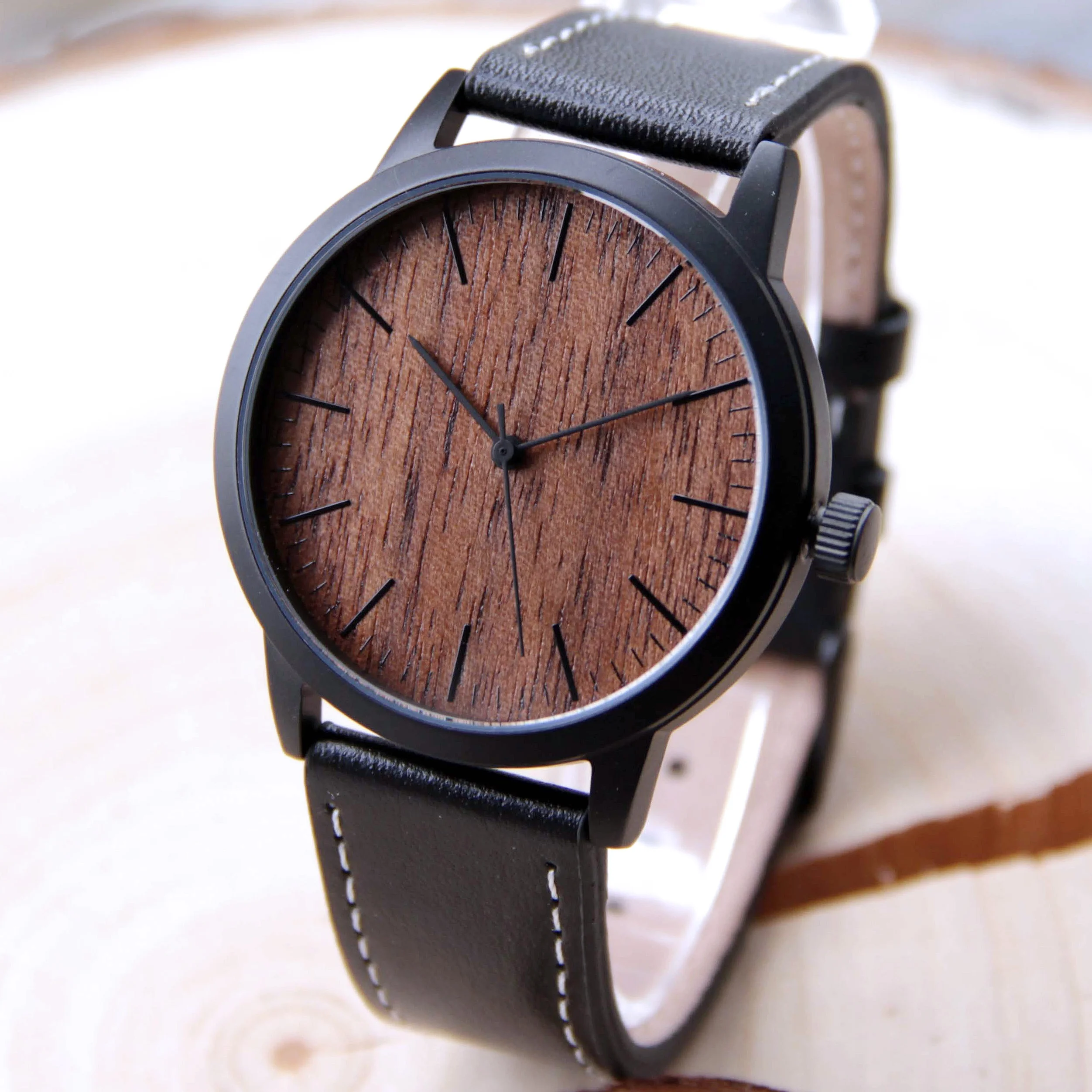 

2020 Minimal Wood Watch Leather Watch for Men Dropshipping
