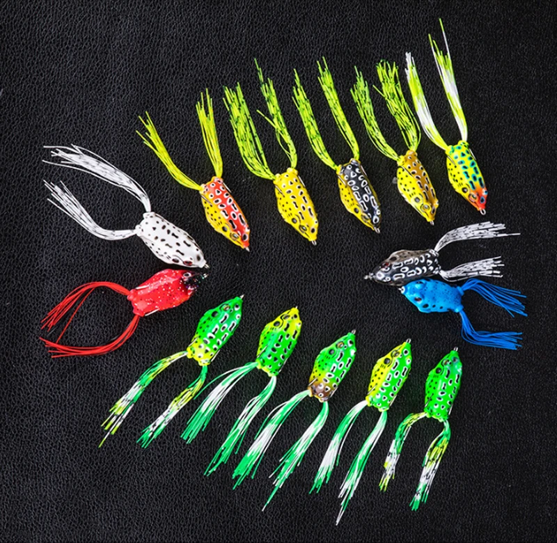 

Amazon Hot Sale  15g13g8g6g Artificial Bait Llastic Lure Frog Fishhooks fishing frog lure soft, 15 colors