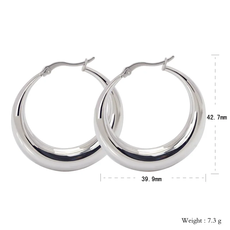 Big Round Hollow Earrings Trendy Silver Fashion Jewelry Wholesale Large Stainless Steel Hoop Earrings Women EHE001