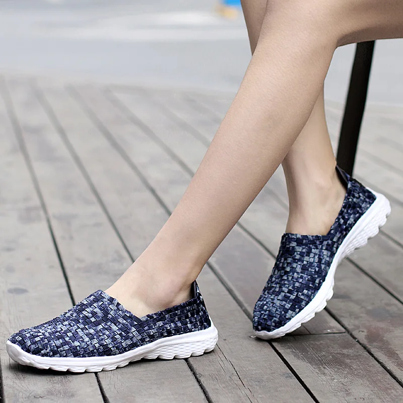 

Women's Casual Running Breathable Woven Mesh Fabric Flat Shoes, Shown