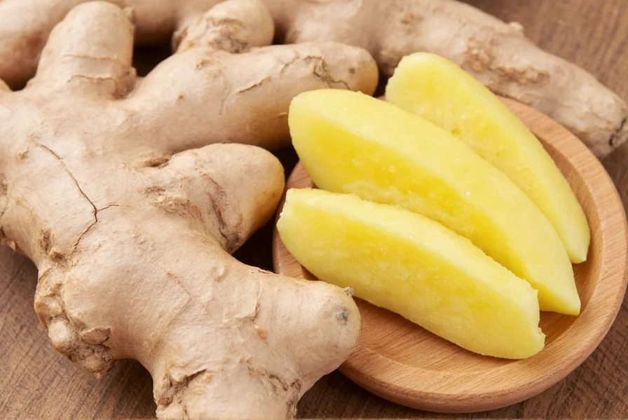 Close-up of fresh ginger root with skin, showing how to properly peel and slice for raw consumption