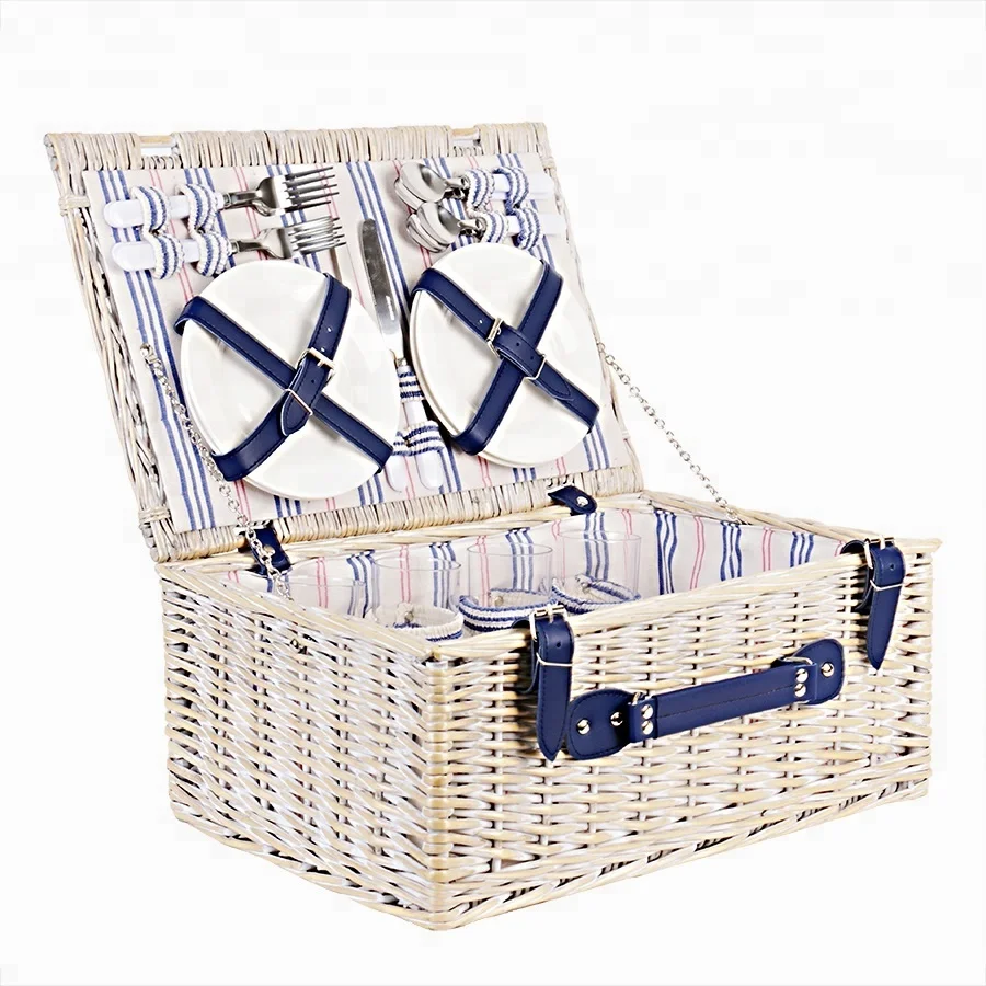 

Free Sample Cheap Custom Made Woven Grey Mini Wicker Picnic Baskets Set With Lid