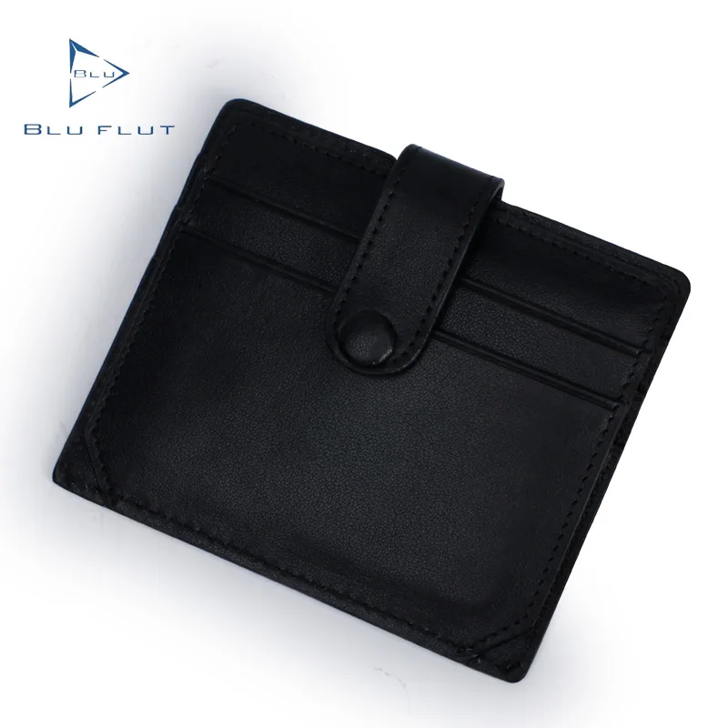 

Blu Flut new arrival genuine cowhide leather credit card holder wholesale designer slim business card holder design with button