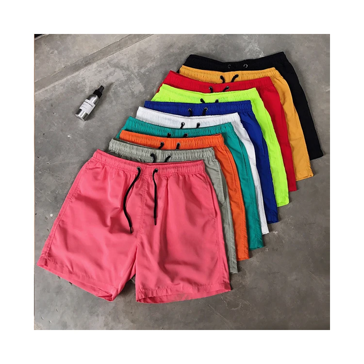 

2021 Summer custom logo blank casual polyester swimming mesh beach shorts for men