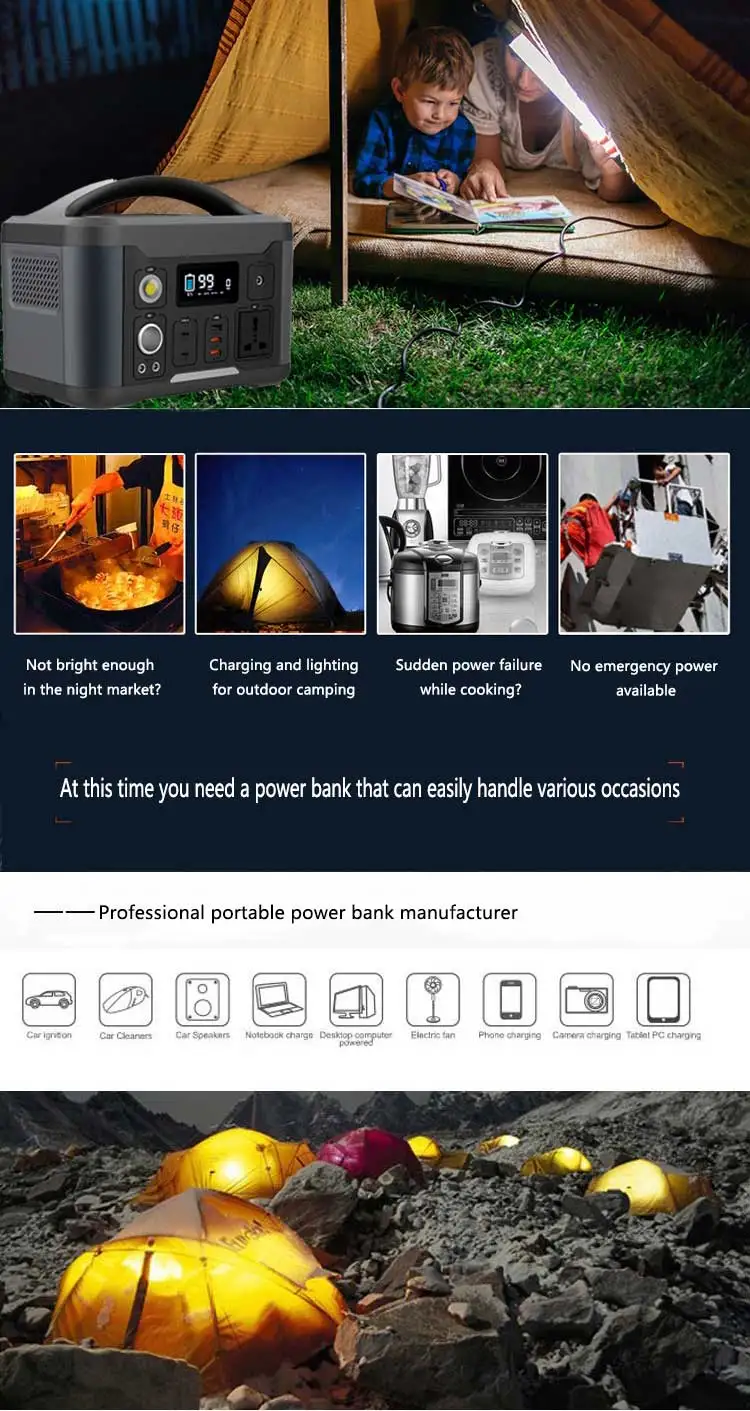 Home Application Built In Lithium Battery 500W Portable Solar Power Station For Travel Camping Emergency Electricity - ANKUX.COM