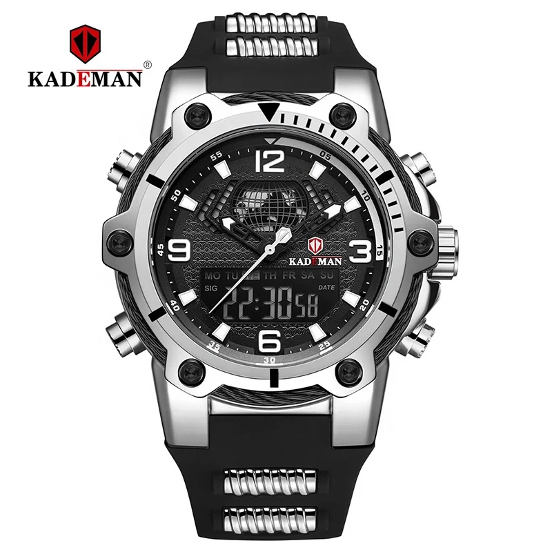 

KADEMAN Top Luxury Brand Men Watch Quartz Rubber Strap Sport Military Watches Waterproof Wristwatch Clock Relogio Reloj K9055G, According to reality