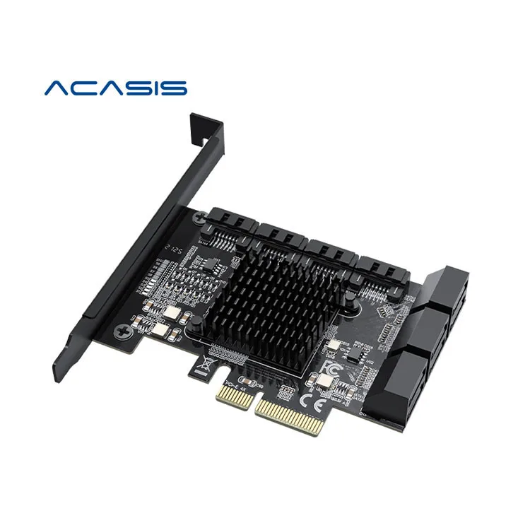 

Good Quality PCIE X4 to SATA3.0 6Gbps 10 Ports Sata 3.0 Controller Expansion Card for HDD SSD Hard Disk, Black