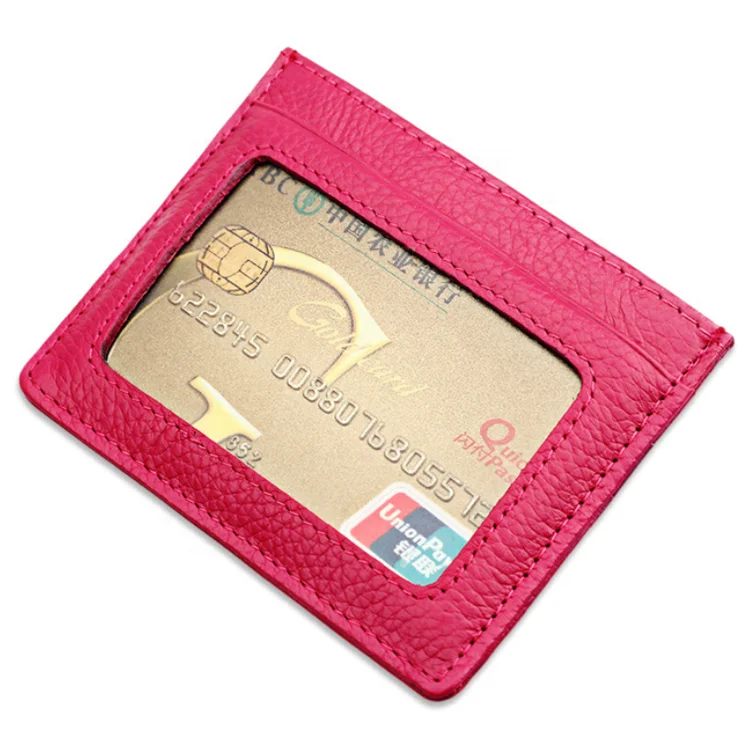 

Personalized secure rfid blocking leather ladies credit card holder with id card window, Black, brown,red,pink or as you like