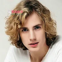 

Fashion wig head men wig short hair curly wig